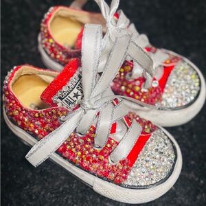 Converse Kids Sparkling Red and Silver Sneakers